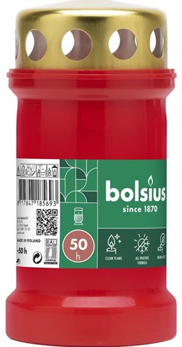 Bolsius Grablicht Grabkerze rot mit Deckel 50 Stunden Outdoor
