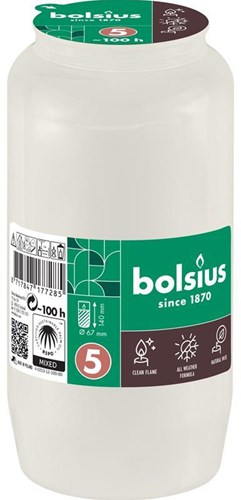 Bolsius Grabkerze weiß - Gedenkkerze für draußen und drinnen