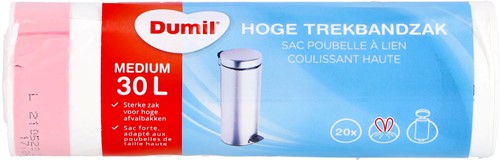 Dumil Afvalzakken met Trekband Hoog 30 liter 20 stuks