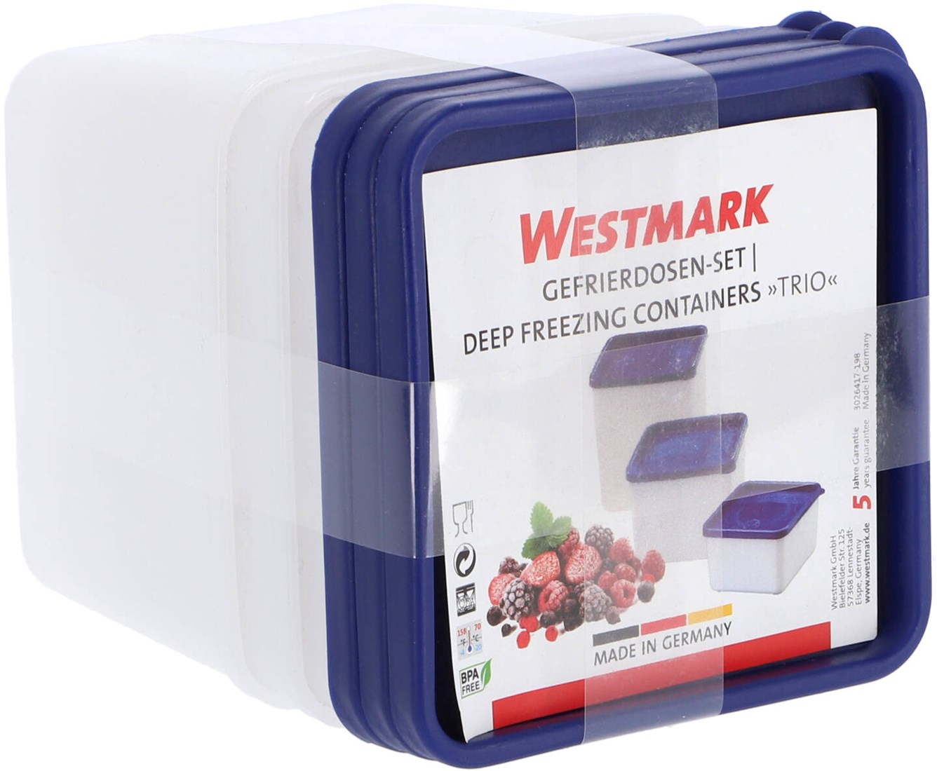 Westmark Gefrierdosen Vorratsbehälter 3 Stück 0,75 Liter transparent Planet Happy DE