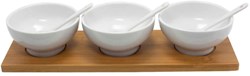 Aperitief Set Servierplatte weiß braun 7-teilig Porzellan Holz