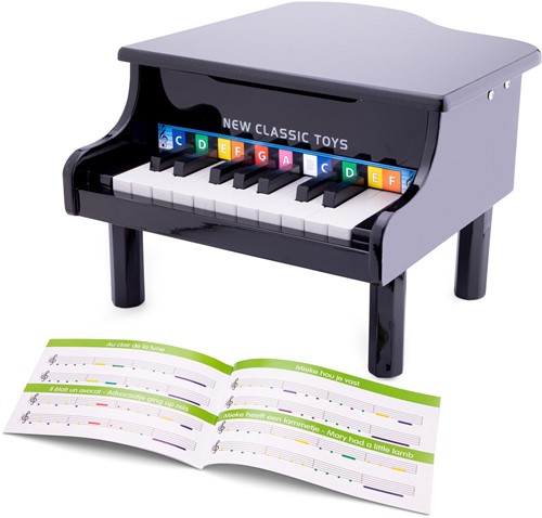 New Classic Toys Klavier Flügel - Spielzeug Klavier schwarz - 18 Tasten