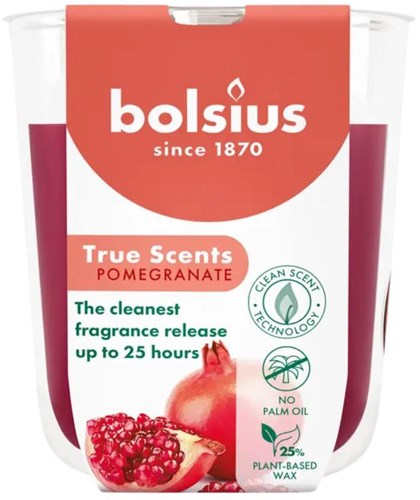 Bolsius Duftkerze True Scents Granatapfel Duftglas 80/73 rot