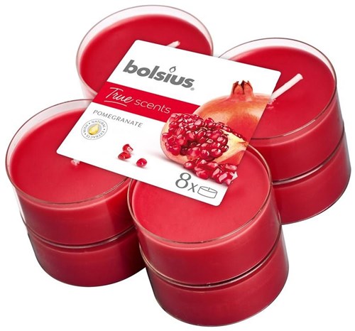 Bolsius Duftkerzen True Scents Granatapfel Maxi-Lichter 8 Stück