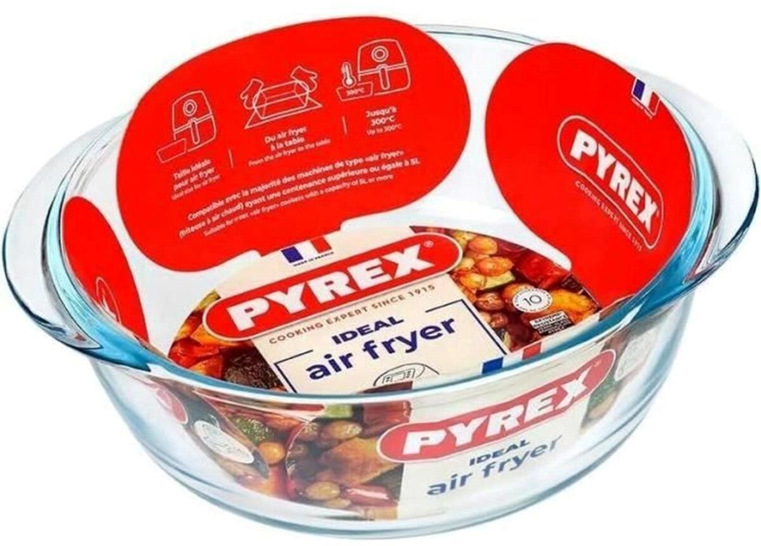 Pyrex Airfryer Auflaufform Glas rund 26x23x8 cm transparent
