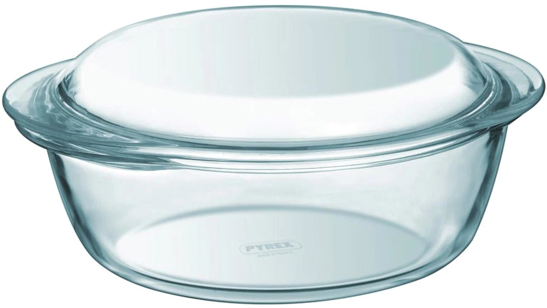 Pyrex Auflaufform Glas mit Deckel rund 1,6L + 0,5L transparent Planet Happy DE