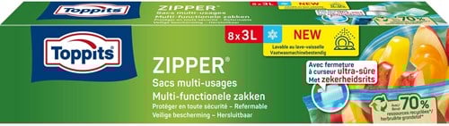 Toppits Zipper Multi-Functionele Zakken 3 liter  8 stuks