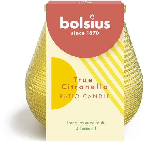 Bolsius Citronella Outdoor-Kerze Gelb - lange Brenndauer und frischer Duft