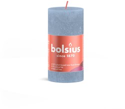 Bolsius rustikale Stumpenkerze blau 10cm - lange Brenndauer Kerze