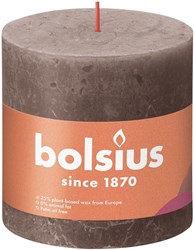 Bolsius Stumpenkerze rustikal taupe 10 cm vegane Wachs Stimmungslicht