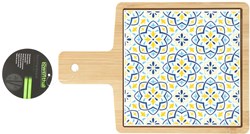Servierplatte Bambus Keramik multicolor - stilvolles Küchenbrett für Snacks