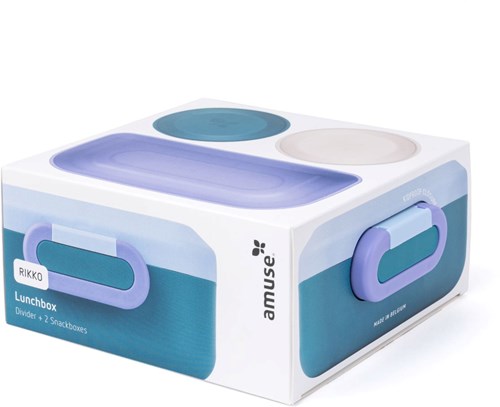 Amuse Lunchbox - kinderfreundliche Brotdose mit Trennwand und 2 Snackboxen lagoon sky