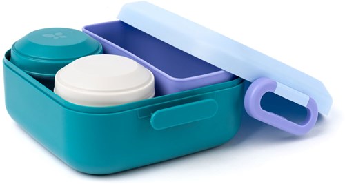 Amuse Lunchbox - kinderfreundliche Brotdose mit Trennwand und 2 Snackboxen lagoon sky-3