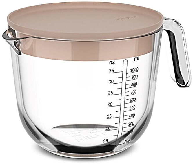Mepal Glas Messbecher Küche 1000ml mit Deckel - chalk