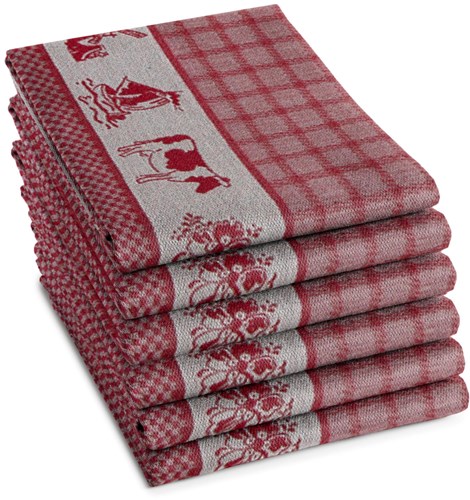 OttoSimon Geschirrtuch Dutchie rot 60x65 cm 6er Set Baumwolle-2