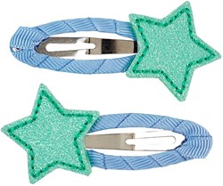 Souza Haarclipjes Agathe sterren, groen-blauw (2 stuks, kaartje, 1 kaartje)