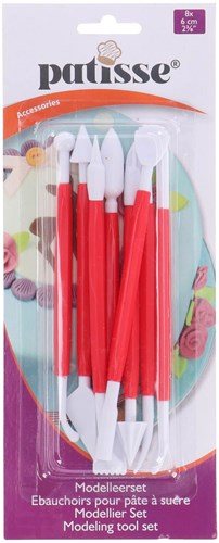 Patisse Modellierwerkzeug Set Kunststoff 8-teilig rot-weiß 16 cm Backzubehör