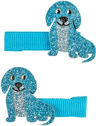 Souza Haar clips Veera hond blauw (2 stuks/kaartje, 1 kaartje)
