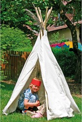 Eduplay Tipi Zelt weiß - Spielzelt für Kinder - Baumwolle - 165 cm