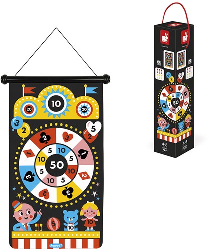 Janod J02083 Magnetisches Spiel zum Thema Jahrmarkt-Geschicklichkeitsspiel Fördert Wendigkeit und Konzentration 6 Darts-Beidseitig nutzbar Ab 4 Jahren-2