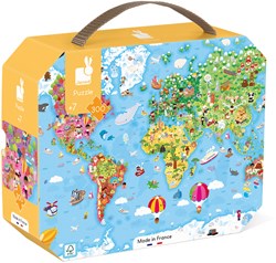 Janod - Riesen-Kinderpuzzle Welt 300 Teile - Lernspiel - Entwicklung von Feinmotorik und Konzentration - Ab 7 Jahren, J02656