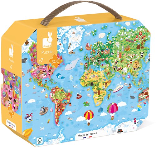 Janod Puzzle Weltkarte - Giant 300 Teile Lernspielzeug