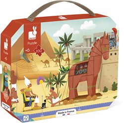 Janod Puzzle - Panorama Puzzle Trojanisches Pferd - 100 Teile - Lernspielzeug