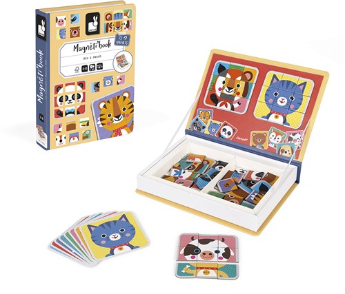 Janod Magnetbuch - Lernspielzeug Mix & Match Tiere mit 72 Magneten-2
