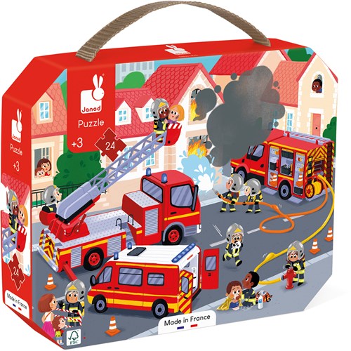Janod Puzzle Feuerwehr - Kartonpuzzle 24 Teile Kinder