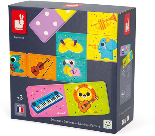 Janod Spiel - Domino Musikinstrumente Lernspiel Kinder FSC Karton