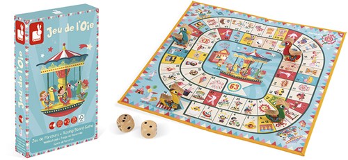 Janod J02743 Karussell-Gänsespiel, Familienspiel, Holzfiguren, für Kinder ab 4 Jahren-2