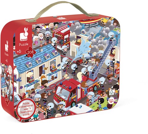 Puzzlekoffer Rundpuzzle "Feuerwehr" (208 Teile) Mit Suchspiel