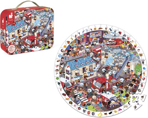 Puzzlekoffer Rundpuzzle "Feuerwehr" (208 Teile) Mit Suchspiel-2