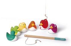 Janod Angelspiel - Badespielzeug Enten mit Holzangeln und Aufbewahrungstasche