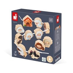 Janod Bauernhof - Holzperlen Schafe Spielzeug Set für Kinder