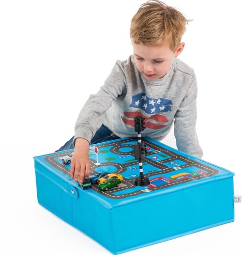 Pop it Up Play Box Garage – Aufbewahrungsbox und Spielmatte – Aufbewahrungsbox, die unter das Bett passt – Spielzeugkiste für Autos und anderes Spielzeug – Jungen und Mädchen-3