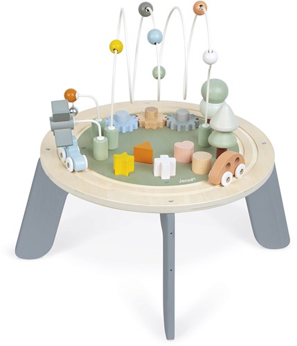 Janod - Sweet Cocoon Aktivitätstisch aus Holz - Multi-Spieltisch, für Kleinkinder geeignet - Aktivitäten ab 1 Jahr, Feinmotorische Entwicklung - Farben auf Wasserbasis - Ab 1 Jahr, J04402