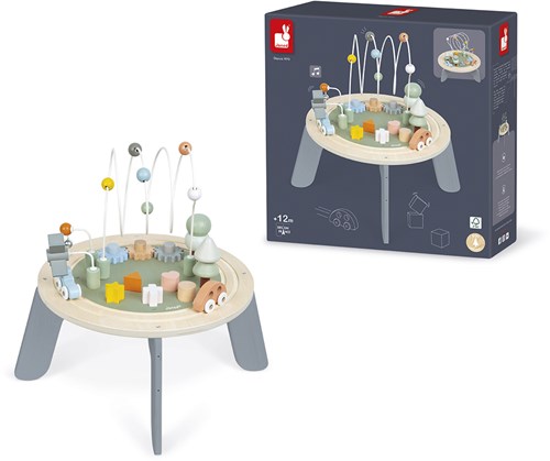 Janod - Sweet Cocoon Aktivitätstisch aus Holz - Multi-Spieltisch, für Kleinkinder geeignet - Aktivitäten ab 1 Jahr, Feinmotorische Entwicklung - Farben auf Wasserbasis - Ab 1 Jahr, J04402-2