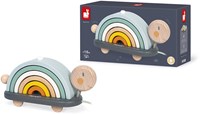 Janod - Sweet Cocoon Nachziehtier Schildkröte “Regenbogen” - Lernspielzeug aus Holz - 6 Stapelbare Holzbögen - Holzspielzeug mit Farben auf Wasserbasis - Nachziehspielzeug - Ab 18 Monaten, J04405-2