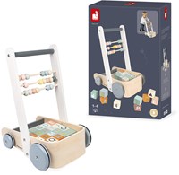 Janod Sweet Cocoon - Holz Lauflernwagen mit ABC Bausteinen und Abakus-2