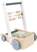 Janod Sweet Cocoon - Holz Lauflernwagen mit ABC Bausteinen und Abakus