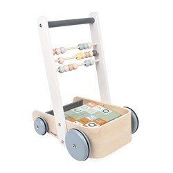 Janod Sweet Cocoon - Holz Lauflernwagen mit ABC Bausteinen und Abakus