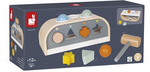 Janod J04409 Hölzernes Zapfhahnspielzeug-Sweet Cocoon Collection-Wasserfarbenes Spielzeug Lernen und frühes Alter-Einbauspielzeug-Lernfarben und-Formen-FSC-Zertifiziert-Ab 1 Jahr-3