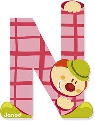 Janod Holzbuchstabe N - Clown Dekoration für das Kinderzimmer