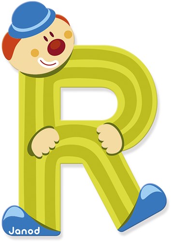 Janod Holzbuchstabe R - Clown Dekoration für das Kinderzimmer