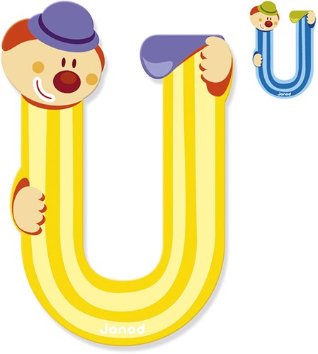 Janod Holzbuchstabe Spielzeug Clown Buchstabe U magnetisch gelb-2