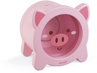 Janod - Schweinchen-Spardose aus Holz für Kinder - Transparente Seite und magnetische Klappe - Kinderzimmer-Deko - Ab 3 Jahren, J04653