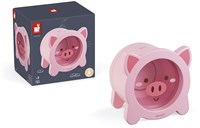 Janod - Schweinchen-Spardose aus Holz für Kinder - Transparente Seite und magnetische Klappe - Kinderzimmer-Deko - Ab 3 Jahren, J04653-3