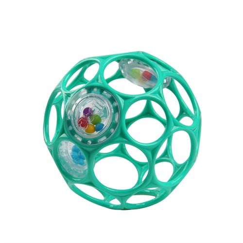 Bright Starts, Oball Rattle, Türkis - Flexibles und leicht Greifbares Design, für Kinder jeden Alters