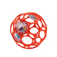 Bright Starts, Oball Rattle, Rot - Flexibles und leicht Greifbares Design, für Kinder jeden Alters